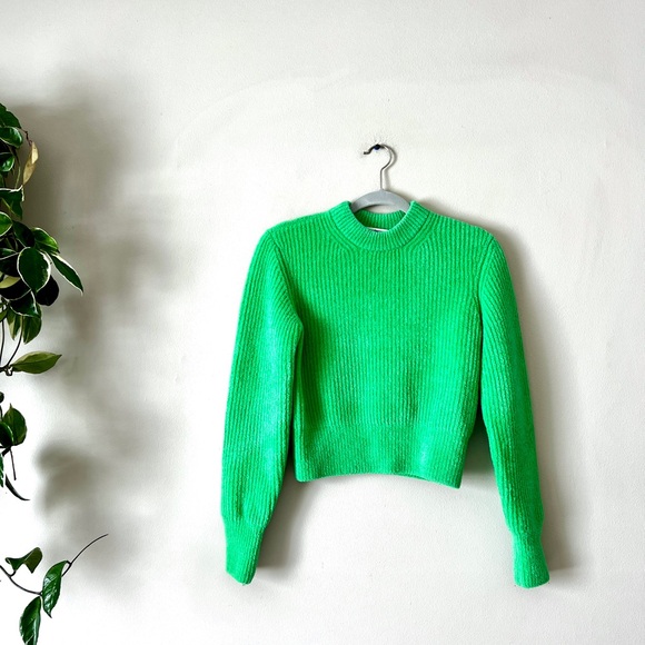T By Alexander Wang Mockneck Long Sleeved Wool Green Sweater XS - Picture 5 of 12
